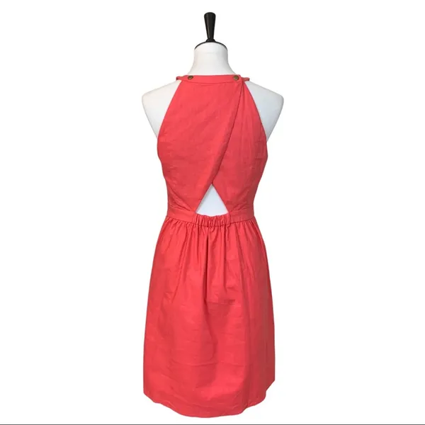 Market & Spruce NWT Halter Dress Linen Coral Linen Cotton Women's Size Medium - Image 7