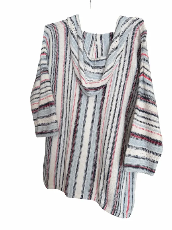 NATURAL LIFE Striped Hoodie Tunic - White, Navy & Pink - Image 2