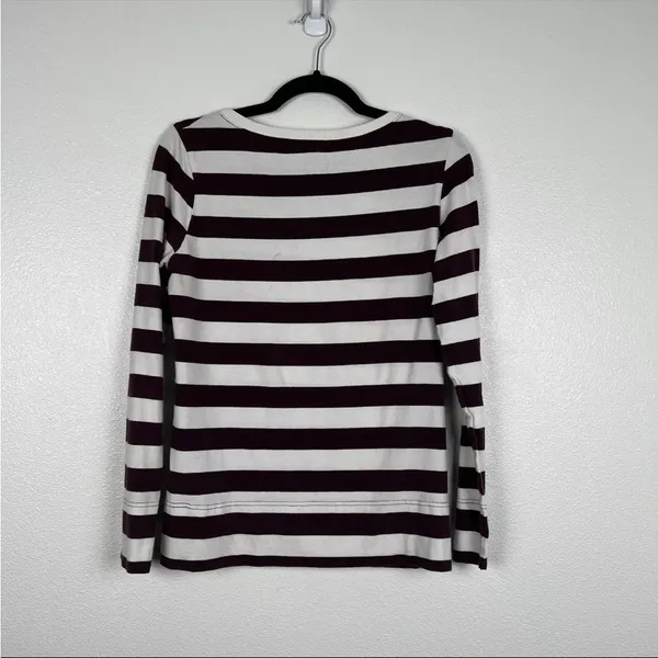 Nike Womens Striped Long Sleeve‎ Tee Maroon White Sz M - Image 6