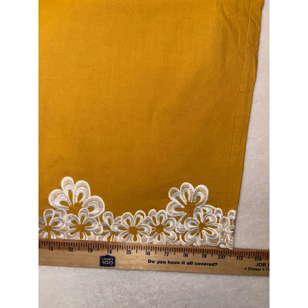 Maeve Anthropologie The Colette Mustard Yellow Embroidered‎ Wide Leg Crop Pants - Image 3