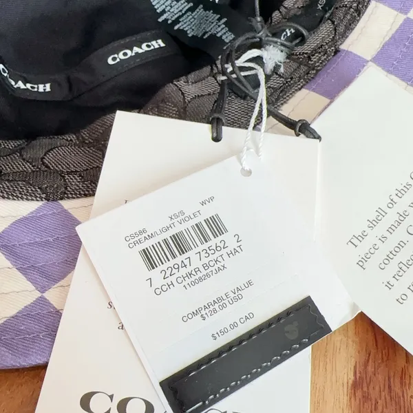 NWT Coach Checkerboard Print‎ Bucket Hat size XS/S - Image 5