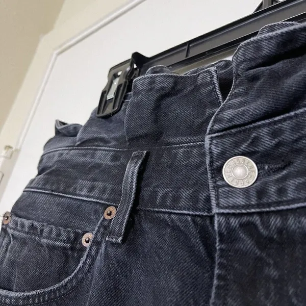 AGOLDE lettuce waist High waist black wash 90's denim jeans size US 29 - Image 4