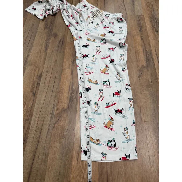 Sleep Sense Women's Pajama Pants Size S Holiday Skiing Dogs Cotton Lounge - Image 7