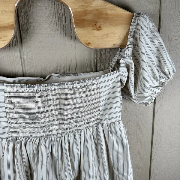 Abercrombie & Fitch Emerson Baby Doll Mini Dress Large Petite Puff Sleeve Stripe - Image 6