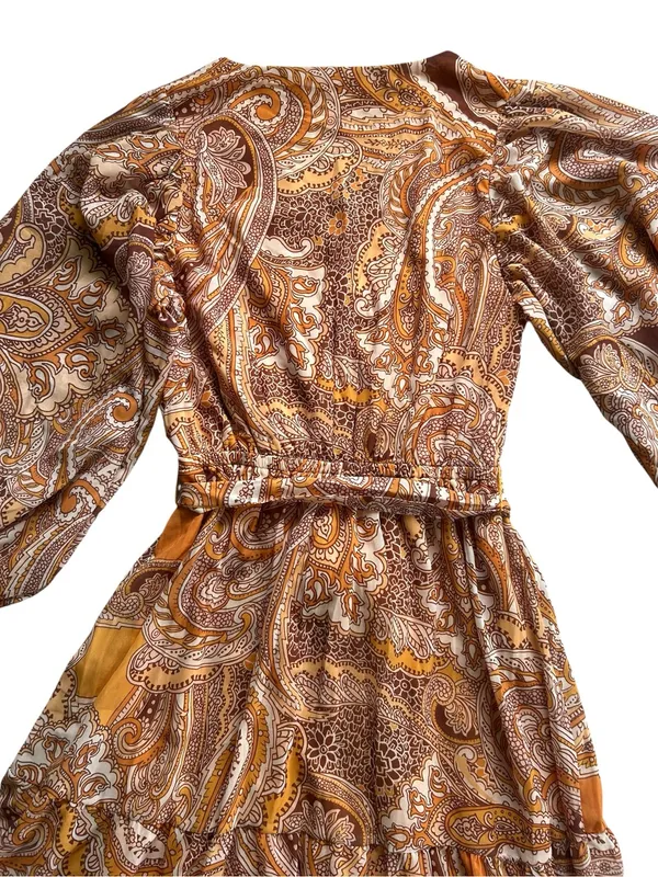 Flying Tomato Paisley Warm Autumn balloon sleeve maxi dress Size M Boho - Image 9