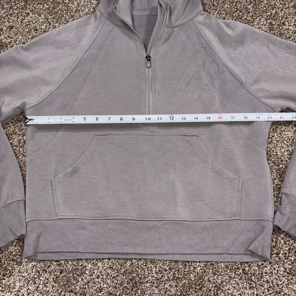 RECREATION Grey Half-Zip Athletic Hoodie Pocket Sweatshirt Womens Small - Image 8