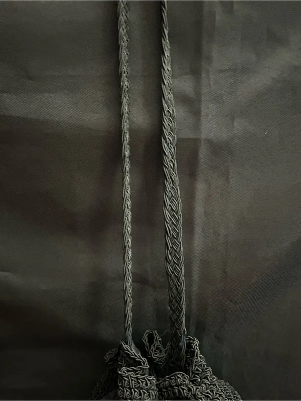 Black Crochet Drawstring Crossbody Bag - Image 7