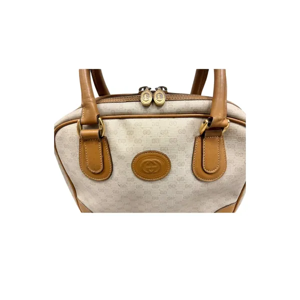 GUCCI Cream GG Monogram Micro Supreme Top Handle Vtg Bag|COA - Image 2