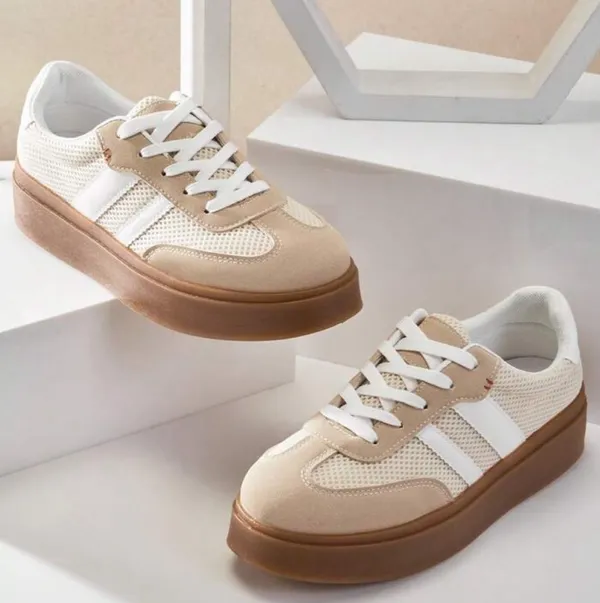 SheIn Women's Retro Trio Soft Platform Sneakers - Image 2