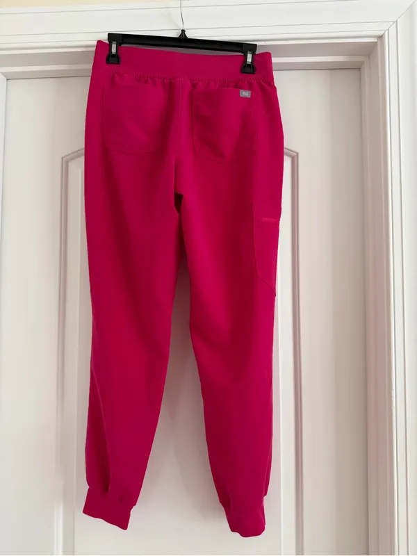 Figs Women's Magenta Jogger Pants with Navy Drawstring - Image 6