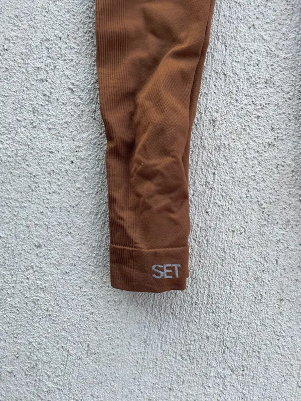 SET Active Brown Seamless Leggings Size Small High Waisted Sculpting - Image 5