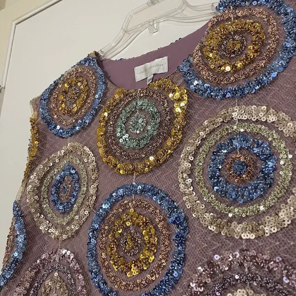 Anthropologie Corey Lynn calter Shimmer Sequins circle sleeveless top size xs - Image 3