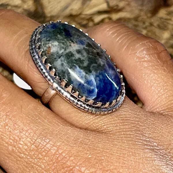 Navy Sodalite Ring Size 7 Blue - Image 2