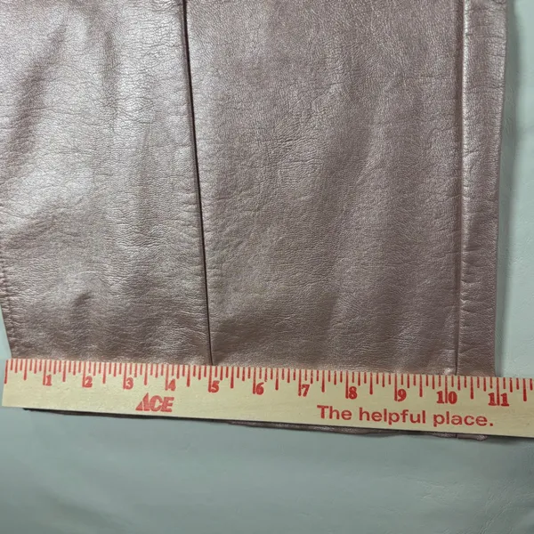 Forever 21 Metallic Pink Faux Leather Wide Leg Pants High Rise Slit Hem Large - Image 12