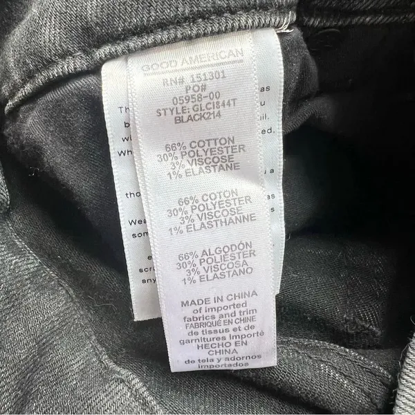 GOOD AMERICAN Good Legs Stovepipe Cigarette Denim Jeans in Black214 Size 2 - Image 12