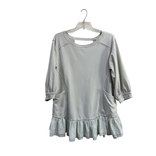 Anthropologie Daily Practice Eldridge Ruffle Hem Mini Sweater Dress Green M - Image 3