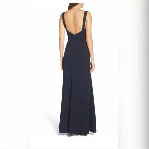Vera‎ Wang sweetheart front slit gown navy blue size 8 - Image 2