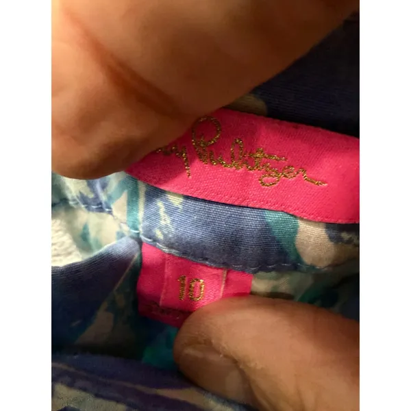Lilly Pulitzer Womens Shorts 10 Blue Scalloped Hem Buttercup Floral Print - Image 7