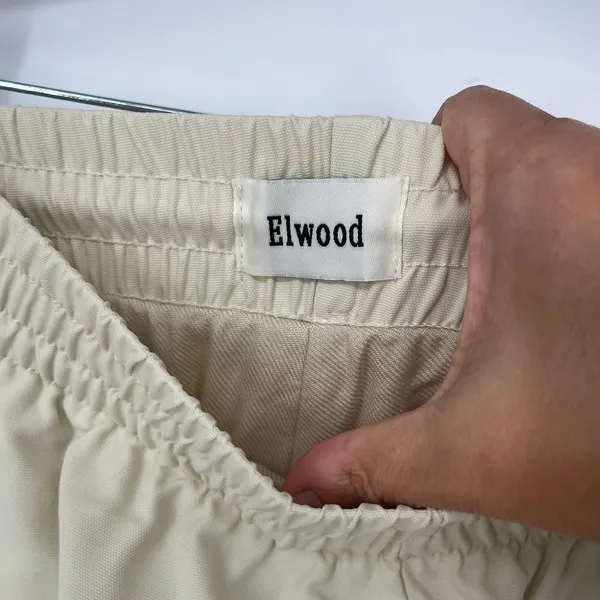 Elwood Dume Nylon Pants Large Cream Lined Drawstring Athletic Straight Leg - Image 4