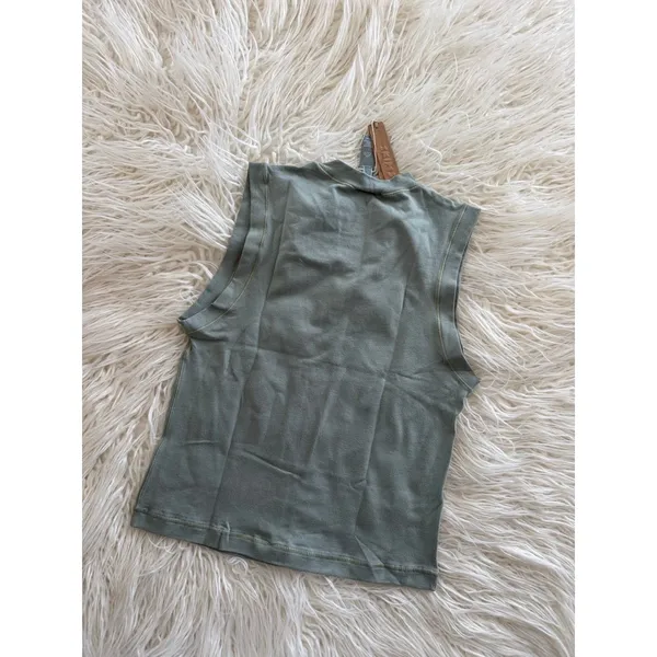 Skims Cotton Jersey Mock Neck Tank Mineral Size Medium - Image 7