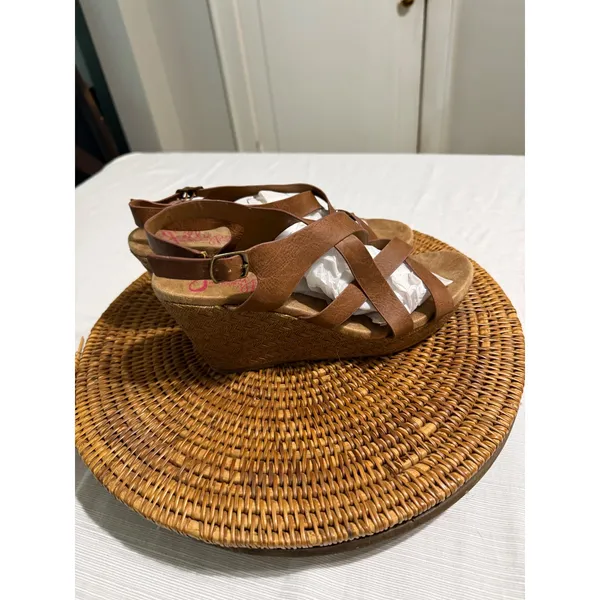 Jellypop Womens Brown Strappy Wedge Sandals Memory Foam Espadrille Heel - Image 4