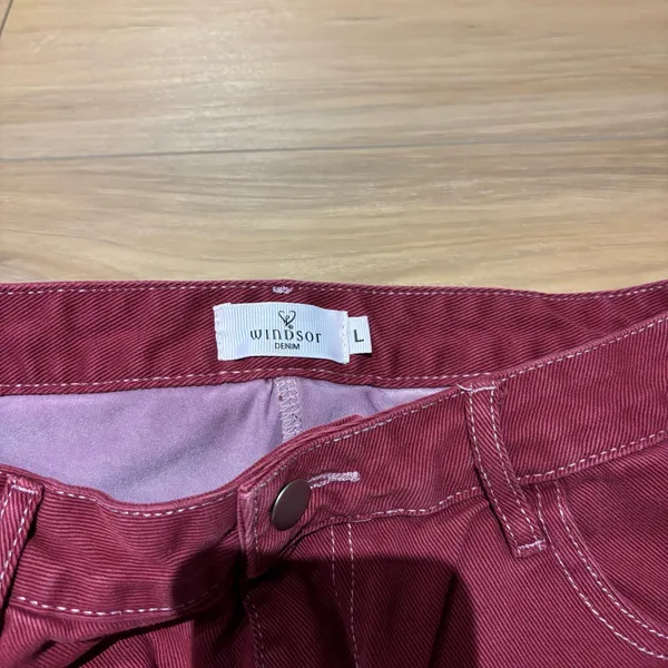 Windsor Burgundy Denim Skort Size Large - Image 3
