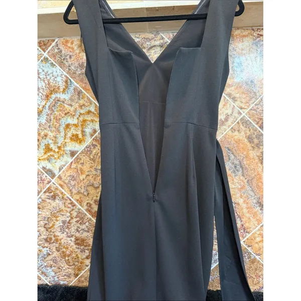 Dress the Population Alessia Tie Waist Crepe Midi Dress Black Small - Image 5