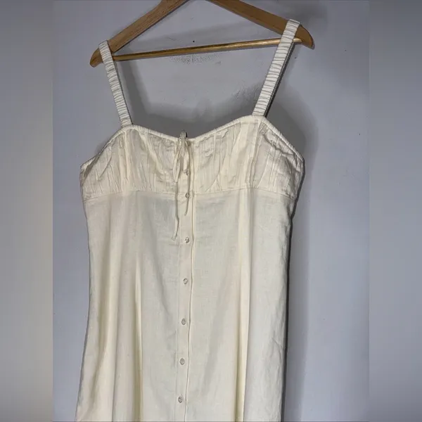 NWT Who What Wear Cristina Spaghetti‎ Strap Button Front Maxi Dress Cream XL - Image 3