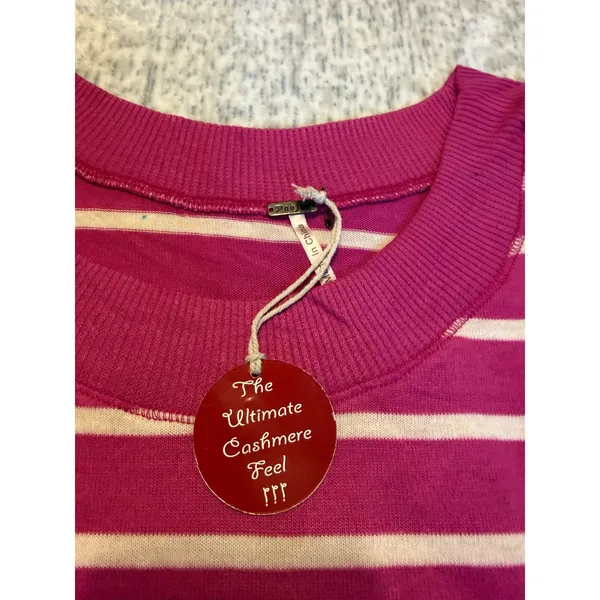 Poor women's size smallPink White‎ Striped Dolman Sleeve Sweater NWT - Image 3