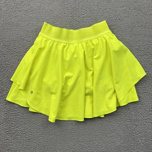 Lululemon Court Rival Skirt Skort High Rise Electric Lemon Tennis Athletic 4 - Image 2