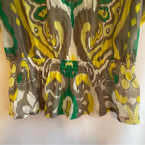 INC International Concepts Tunic Top Mesh Kimono Style Yellow Green Women’s Med - Image 7
