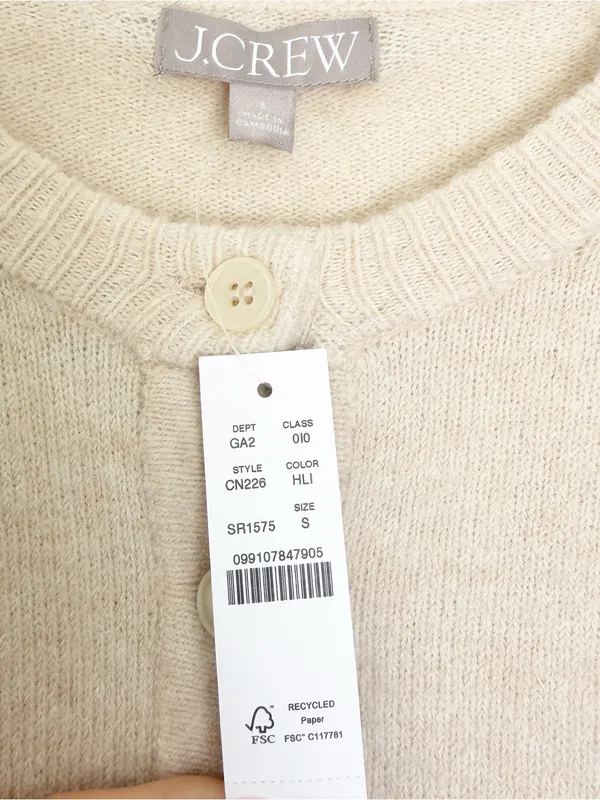 NWT J. CREW Supersoft Bubble Hem Cardigan in Heather Linen Small - Image 4