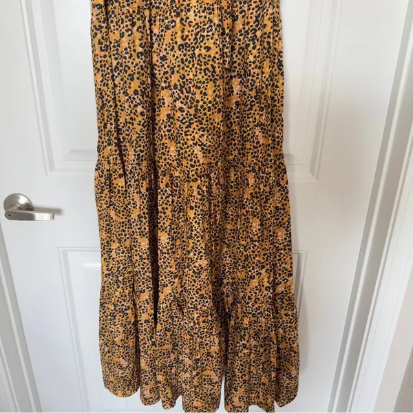 Saylor Kristin Large Leopard Print Tiered‎ Maxi Dress Cottagecore Prairie Boho - Image 8