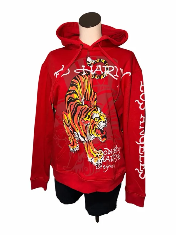 NWT Ed Hardy Red Tiger Hoodie M - Iconic Y2K Graphic LOS ANGELES Unisex - Image 2