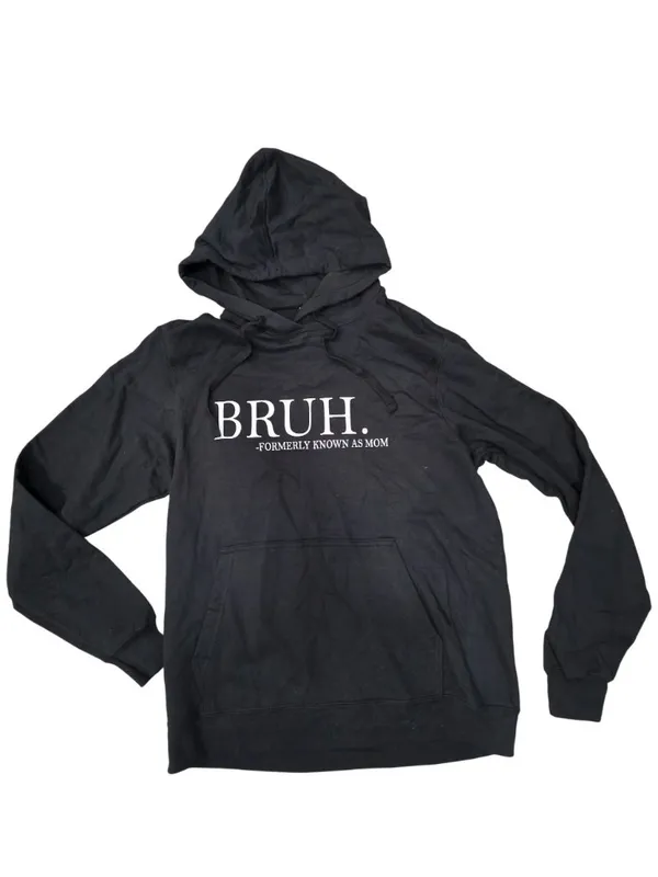 Bruh. Formerly Known As Mom Black Hoodie Pullover M Port & Company Unisex - Image 5