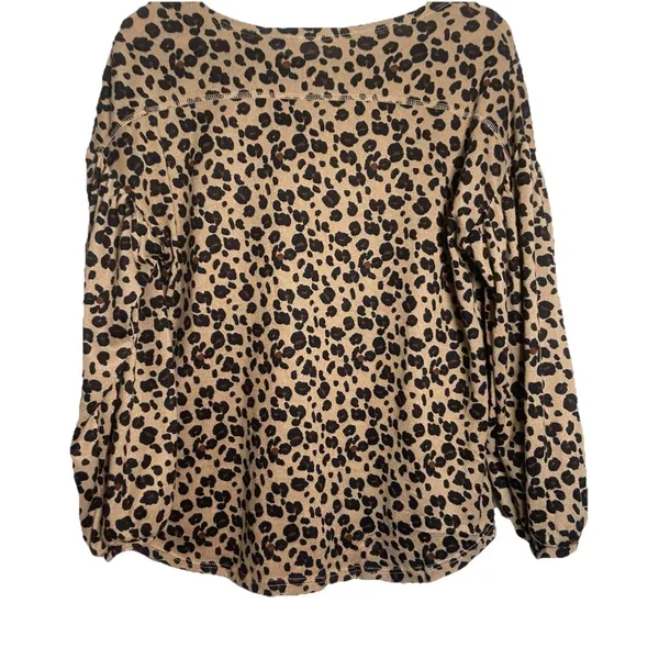 Moda Cheetah Animal Print‎ Top Blouse Womens Size M Long Sleeve Brown Mobwife - Image 3