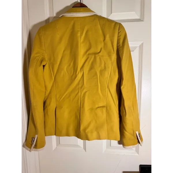 Banana Republic Mustard Yellow Tipped Academy Blazer Crest Button Size 2 - Image 7