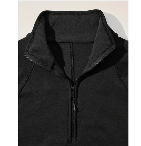 Athleta L Altitude Half Zip Sweatshirt Womens Large Black Fleece Lined - Image 3