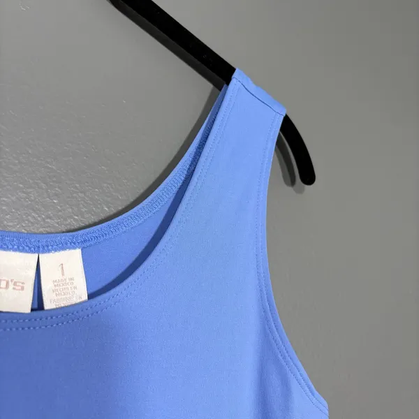 Chico's Blue Minimalist Shell Tank Top Scoop Neck - Size 1 (Medium 8/10) - Women - Image 2
