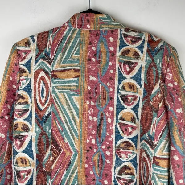 Vintage 80s 90s Pastel Retro Funky Blazer Jacket Sz 16 Boho Aztec Western - Image 14