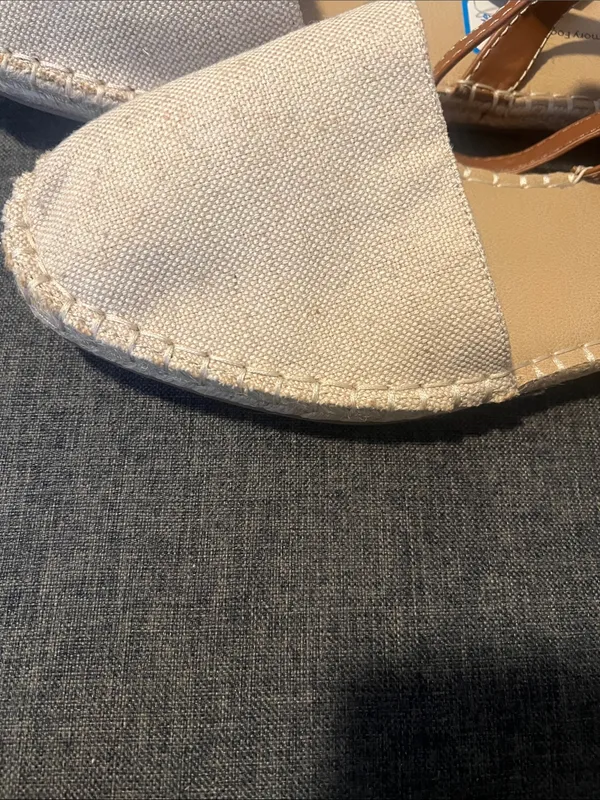 Time and Tru Beige and Tan Espadrille Sandals with Ankle Strap - Image 6
