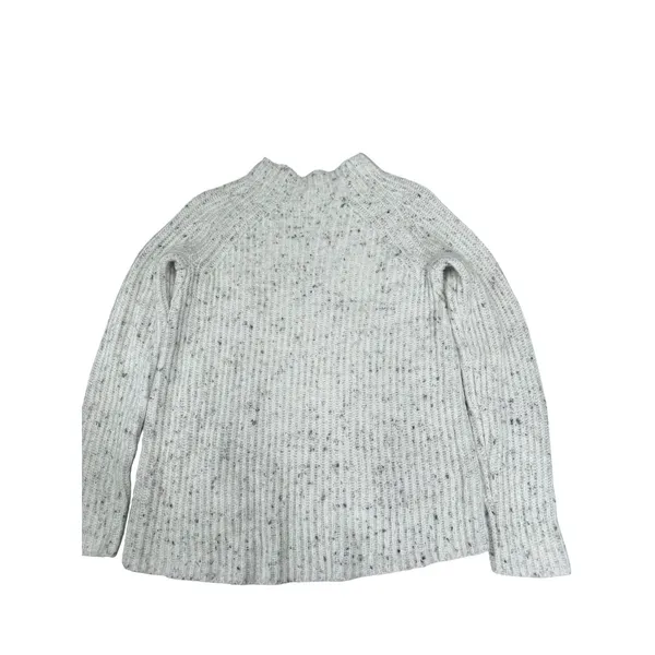 Madewell Donegal Mockneck Ribbed Pullover Sweater Speckled Wool Blend XS Cream - Image 2