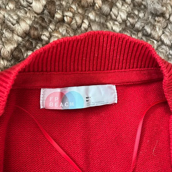 Free People Beach Red Tie Cardigan Size Medium - Image 6