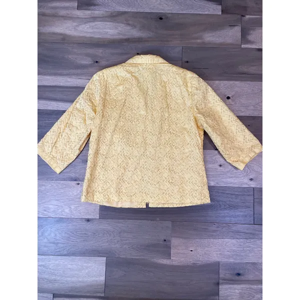 Chico’s Women’s (Size 3) XL Yellow Lightweight Cotton Jacket Gold Embroidered - Image 9