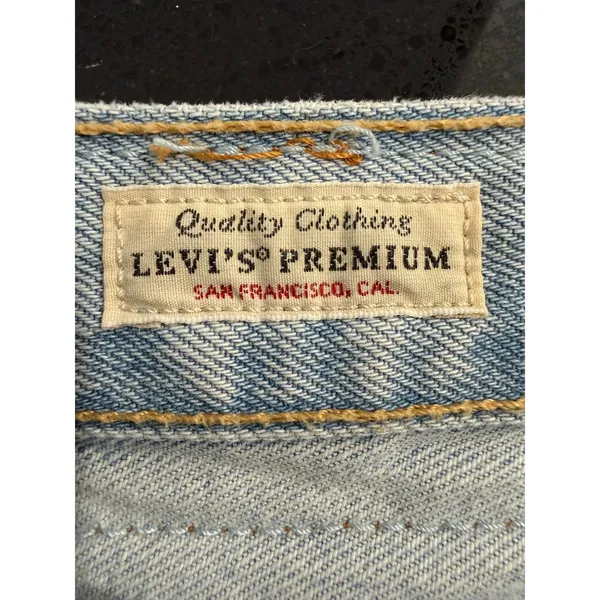 Levis Premium Womens Light Wash Denim Mini Skirt High Rise Raw Hem‎ Size 24 - Image 6