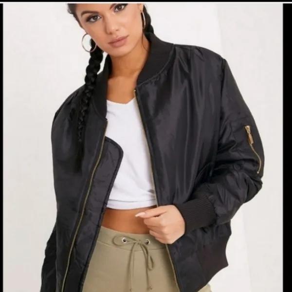 Nasty Gal black satin bomber jacket - Image 13