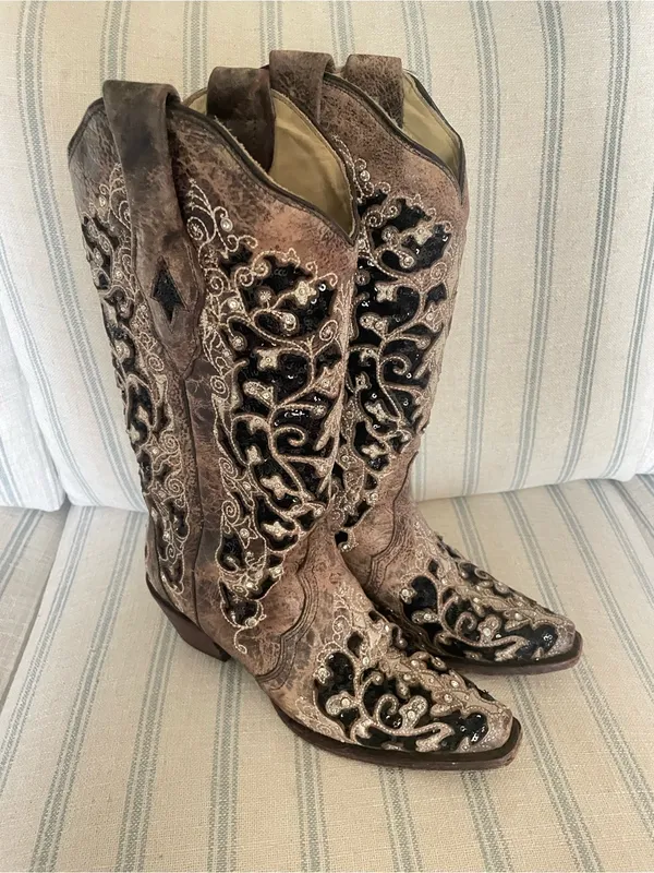 Corral A3569 Women's Embroidered Western Cowboy Boots Sequin Inlay Rhinestones 8 - Image 2