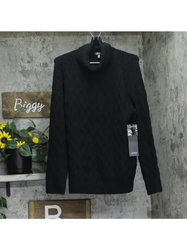 NWT Jones New York Cable Turtleneck Sweater with Long Sleeves Adriadic Black M - Image 2