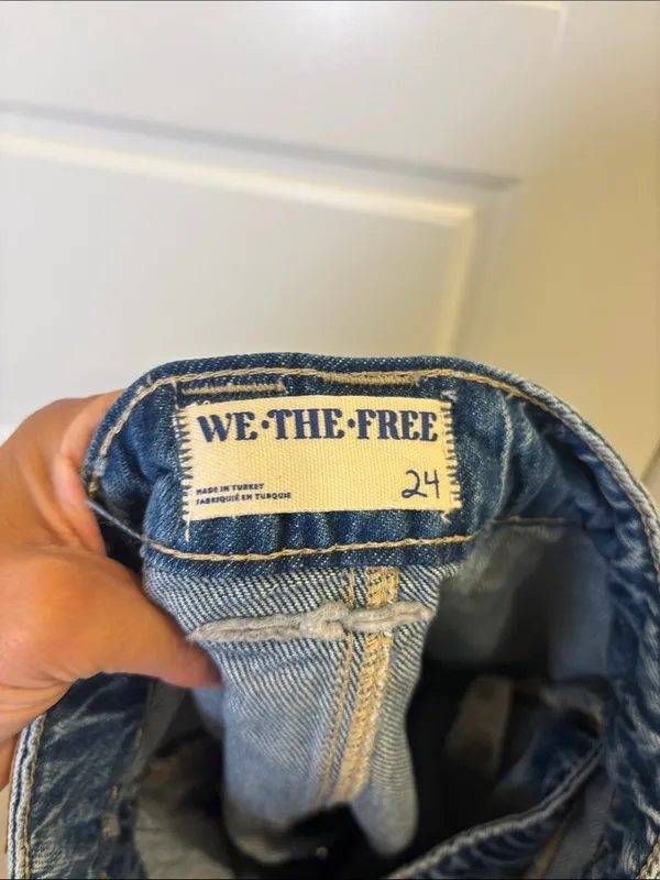 Free People We The Free Denim Mini Skirt Paint Splatter Button Front Size 24 - Image 2