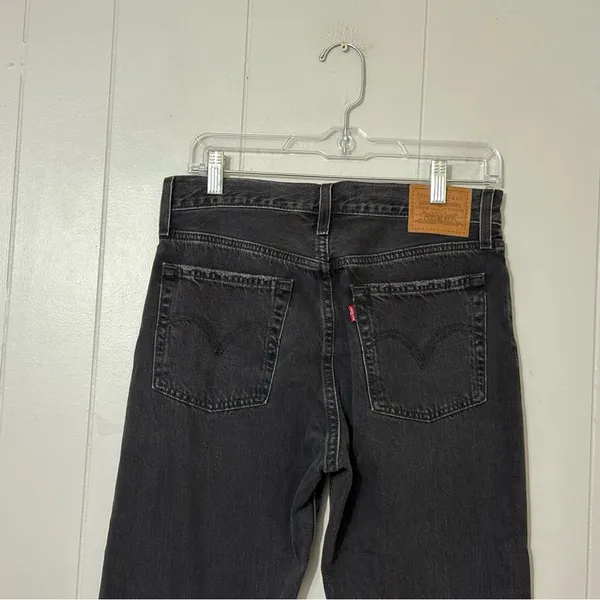 Levi’s Wedgie Straight Jeans Women’s 28 Black Distressed High Rise Raw Hem - Image 8
